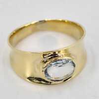 Vintage Damenring aus 333er Gelbgold mit Aquamarin – handgearbeitet