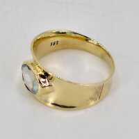 Vintage Damenring aus 333er Gelbgold mit Aquamarin – handgearbeitet