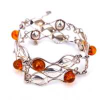 Vintage amber bracelet from Fischland - 835 silver - around 1950