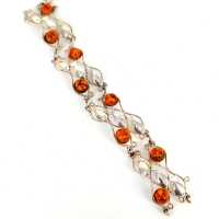 Vintage amber bracelet from Fischland - 835 silver - around 1950