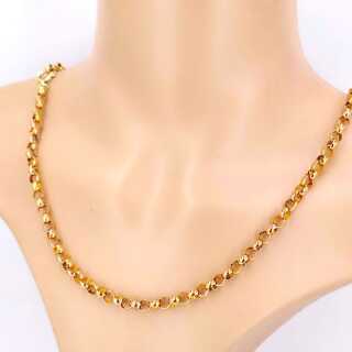 Antikschmuck - Annodazumal Antikschmuck: Antike Erbskette aus 585er Gelbgold mit ca. 5 mm breiten Gliedern, 57,5 cm lang, gefertigt um 1900, mit späterem Federringverschluss