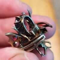 Antike Jugendstil-Schalbrosche „Schmetterling“ mit Amethyst & Perlchen – um 1900
