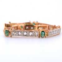 Art Deco bracelet ‘Emerald Sparkles & Rose Glow’ – rose gold, silver & gemstones