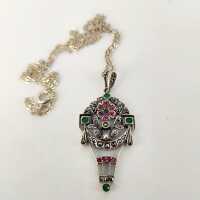 Jugendstil-Collier „Ballon de Couleur“ in 925er Silber mit Farbsteinen