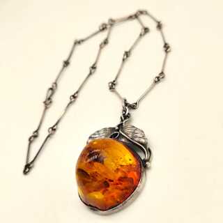 ELEGAMBER 925 Silber Bernstein Krabbe Anhänger - Handgefertigt, Baltischer Bernstein