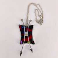 Avantgardistischer Glaskunst-Anhänger von Georg Tichy „Pfeilmoment 1987“