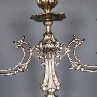 Prächtiger antiker dreiarmiger Leuchter in Silber USA reich verziert massiv