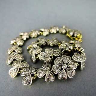 Breathteaking antique Art Nouveau gold and silver bracelet with diamonds