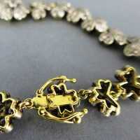 Atemberaubendes antikes Jugendstil Armband in Gold und Silber mit Brillanten
