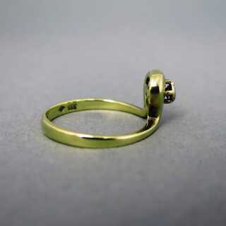 Curved delicate gold ladys ring with a small diamond vintage jewelry