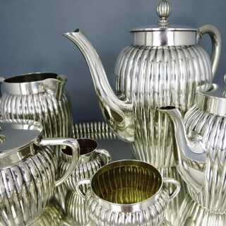 Tee- und Kaffeekern in Silber - Annodazumal Antikschmuck: Jugendstil Teeset in Silber kaufen