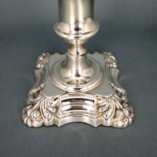 Antique english small candlestick with rich relief decor silver plated edwardian