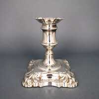 Antique english small candlestick with rich relief decor...