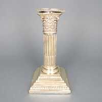 Antique late victorian sterling silver column candlestick...