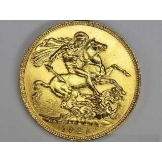 Goldener Anhänger für Damen und Herren mit Goldmünze Souvereign 1925 charm