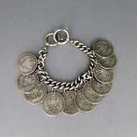Silbernes vntage Armband mit 11 Ziermünzen...
