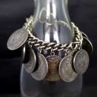 Silbernes vntage Armband mit 11 Ziermünzen Österreich Ungarn Florin
