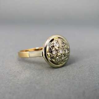 Antique russian Art Deco gold ring with diamonds 