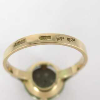 Antique russian Art Deco gold ring with diamonds 