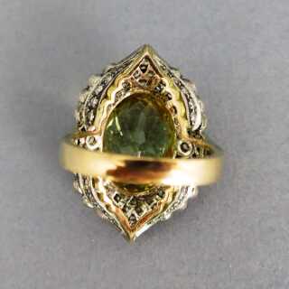 Art Deco Ring mit Topas und Diamantrosen