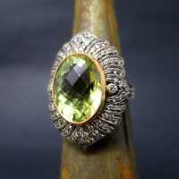 Art Deco Ring mit Topas und Diamantrosen