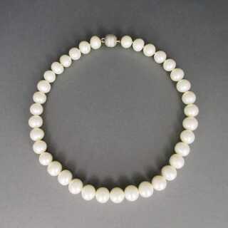 Wonderful big freshwater pearl necklace with silver clasp vintage jewelry