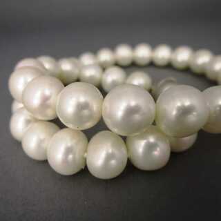 Wonderful big freshwater pearl necklace with silver clasp vintage jewelry