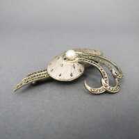 Brooch with pearl and marcasites in silver Theodor Fahrner