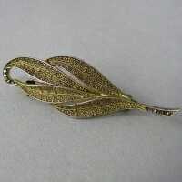 Leaf-shaped silver Fahrner brooch