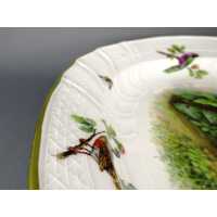 Ovale Porzellan Platte aus Meissen mit Federvieh Dekor