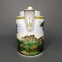 Porcelain coffee pot with landscape and castle