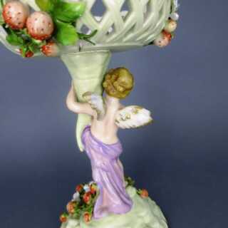 Footed porcelain bowl with putto and strawberries