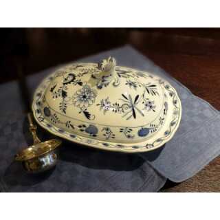 Antique porcelain serving bowl with blue onion pattern Meissen