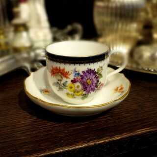 Antique mocha cup Meissen flower decor