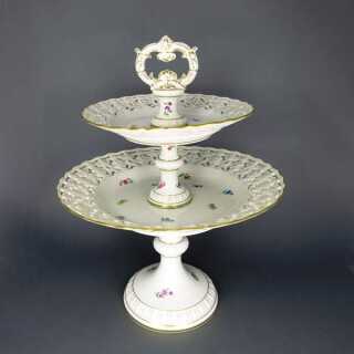 Cake stand with flower decor porcelain Meissen
