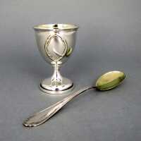 Silver and gold antique egg cup and spoon set