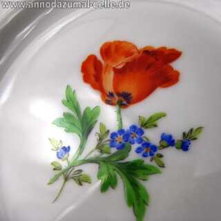 Painted porcelain plate Meissen poppy motif