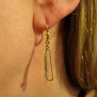 Modernistic design gold and diamond long earrings