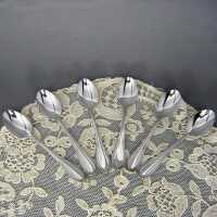 Seit of 6 silver mocca spoons from Italy acanthus leaf...