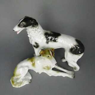 Pair of greyhounds porcelain Unterweissbach