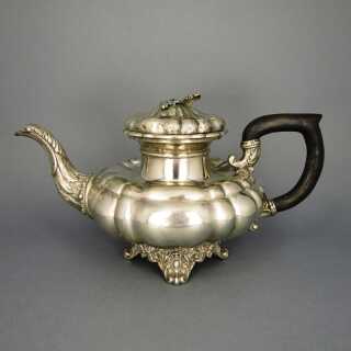 Antique early georgian silver tea pot with ebony handle Berlin Germany 1840