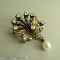 Seltene Jugendstil Diamant Brosche mit Perle