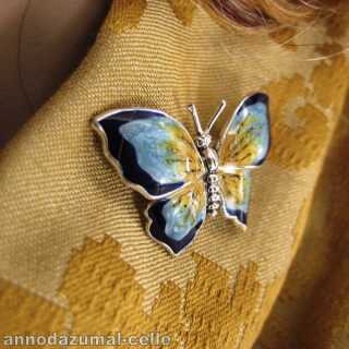 Silberne Schmetterlingsbrosche mit Emaille