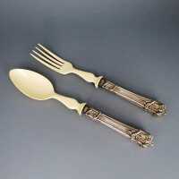 Elegant silver and bone salad serving cutlery Franz...