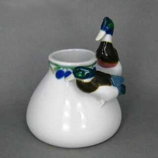 Antique Jugendstil vase with duck figures porcelain Metzler Ortloff Thuringia