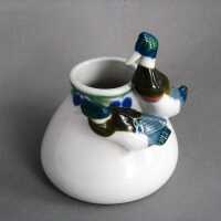 Jugendstil Vase mit Entenfiguren Porzellan Metzler Ortloff Ilmenau handbemalt