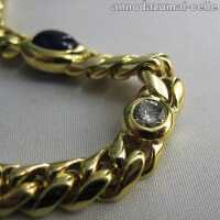Massives Damen Ketten Armband in 750 Gold mit Saphir und Brillantenn 