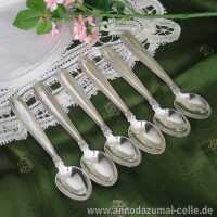 6 silver mocha spoons with acantus decor