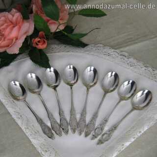 8 antique silver mocha spoons with Frisian pattern