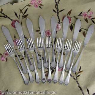 Late victorian 800 silver fish cutlery 8 persons